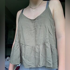 TOPSHOP green babydoll tank